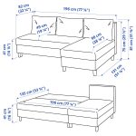 ÄLVDALEN 3-seat sofa-bed with chaise longue, Knisa grey-beige - تصویر 7