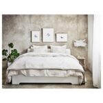 ASKVOLL Bed frame, white/Lindbåden, 180x200 cm - تصویر 4