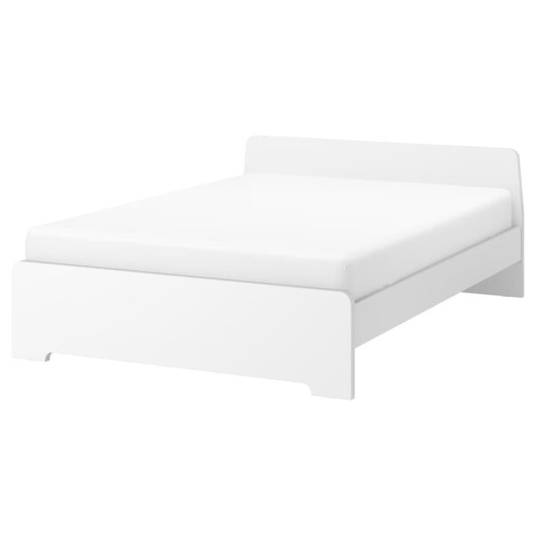 ASKVOLL Bed frame, white/Lindbåden, 180x200 cm