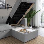 BÅRSLÖV 3-seat sofa-bed with chaise longue, Tibbleby beige/grey - تصویر 5