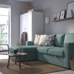BÅRSLÖV 3-seat sofa-bed with chaise longue, Tibbleby light grey-turquoise - تصویر 3
