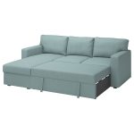BÅRSLÖV 3-seat sofa-bed with chaise longue, Tibbleby light grey-turquoise - تصویر 2