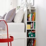 BRIMNES Bed frame w storage and headboard, white/Leirsund, 140x200 cm - تصویر 5