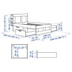 BRIMNES Bed frame w storage and headboard, white/Leirsund, 140x200 cm - تصویر 9