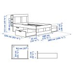 BRIMNES Bed frame w storage and headboard, white/Leirsund, 180x200 cm - تصویر 9
