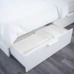 BRIMNES Bed frame w storage and headboard, white/Lönset, 160x200 cm - تصویر 8