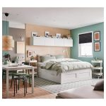 BRIMNES Bed frame with storage, white/Lönset, 140x200 cm - تصویر 4