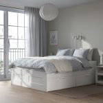 BRIMNES Bed frame with storage, white/Lönset, 140x200 cm - تصویر 2