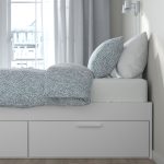 BRIMNES Bed frame with storage, white/Lönset, 140x200 cm - تصویر 6