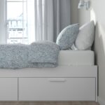 BRIMNES Bed frame with storage, white/Luröy, 180x200 cm - تصویر 6
