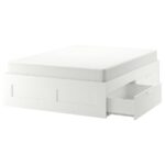 BRIMNES Bed frame with storage, white/Luröy, 140x200 cm