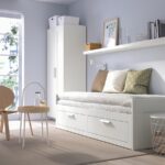 BRIMNES Day-bed w 2 drawers/2 mattresses, white/Åfjäll medium firm, 80x200 cm - تصویر 3