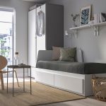 FLEKKE Day-bed frame with 2 drawers, white, 80x200 cm - تصویر 3