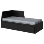 FLEKKE Day-bed w 2 drawers/2 mattresses, black-brown/Ågotnes firm, 80x200 cm