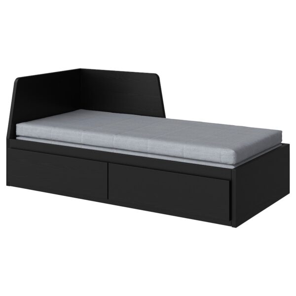 FLEKKE Day-bed w 2 drawers/2 mattresses, black-brown/Ågotnes firm, 80x200 cm