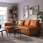 FRIHETEN Corner sofa-bed with storage, Faringe brown-orange - تصویر 3