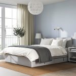 GLADSTAD Upholstered bed, 4 storage boxes, Kabusa light grey, 140x200 cm - تصویر 2