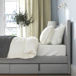 GLADSTAD Upholstered bed, 4 storage boxes, Kabusa light grey, 140x200 cm - تصویر 3