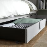 GLADSTAD Upholstered bed, 4 storage boxes, Kabusa light grey, 140x200 cm - تصویر 6