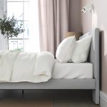 GLADSTAD Upholstered bed frame, Kabusa light grey, 140x200 cm - تصویر 4