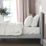 GLADSTAD Upholstered bed frame, Kabusa light grey, 180x200 cm - تصویر 4