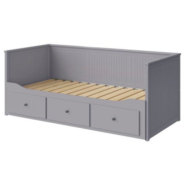 HEMNES Day-bed frame with 3 drawers, grey, 80x200 cm