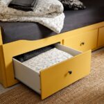 HEMNES Day-bed w 3 drawers/2 mattresses, yellow/Ågotnes firm, 80x200 cm - تصویر 6