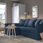 HOLMSUND Corner sofa-bed, Kilanda dark blue - تصویر 3
