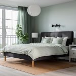 IDANÄS Upholstered bed frame, Gunnared dark grey, 180x200 cm - تصویر 2