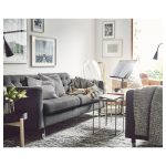 LANDSKRONA 3-seat sofa-bed, Gunnared dark grey/metal - تصویر 5