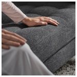 LANDSKRONA 3-seat sofa-bed, Gunnared dark grey/metal - تصویر 7