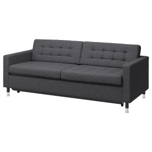 LANDSKRONA 3-seat sofa-bed, Gunnared dark grey/metal