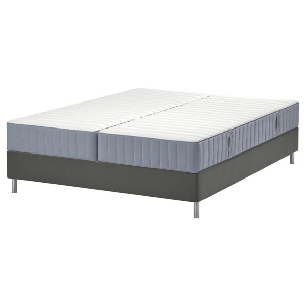 LYNGÖR Divan bed, Valevåg firm/extra firm/light blue dark grey, 180x200 cm