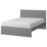 MALM Bed frame, high, grey stained/Luröy, 140x200 cm