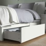 MALM Bed frame, high, w 4 storage boxes, white/Luröy, 160x200 cm - تصویر 7