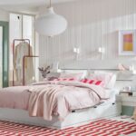 NORDLI Bed frame w storage and headboard, white, 180x200 cm - تصویر 2