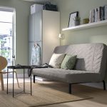 NYHAMN 3-seat sofa-bed, with foam mattress/Knisa grey/beige - تصویر 2