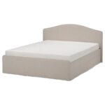 RAMNEFJÄLL Upholstered bed frame, Kilanda light beige/Luröy, 180x200 cm