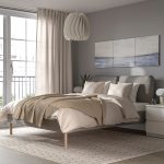 SAGESUND Upholstered bed frame, Diseröd brown/Leirsund, 180x200 cm - تصویر 2