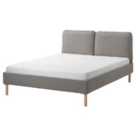 SAGESUND Upholstered bed frame, Diseröd brown/Lönset, 160x200 cm