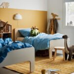 SLÄKT Ext bed frame with slatted bed base, white/birch, 80x200 cm - تصویر 3