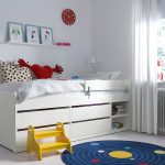 SLÄKT / NATTAPA Bed frm w strg+guard rl+slat bd bse, white, 90x200 cm - تصویر 2