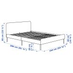 SLATTUM Upholstered bed frame, Vissle dark grey, 160x200 cm - تصویر 8