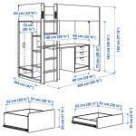SMÅSTAD Loft bed, white light green/with desk with 4 drawers, 90x200 cm - تصویر 8