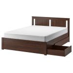 SONGESAND Bed frame with 2 storage boxes, brown/Luröy, 160x200 cm