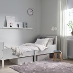 SUNDVIK Ext bed frame with slatted bed base, grey, 80x200 cm - تصویر 4