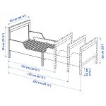 SUNDVIK Ext bed frame with slatted bed base, grey, 80x200 cm - تصویر 2