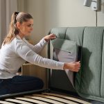 TÄLLÅSEN Upholstered bed frame, Kulsta grey-green/Lönset, 180x200 cm - تصویر 5