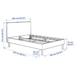 TÄRNKULLEN Upholstered bed frame, Tibbleby beige/grey/Lindbåden, 180x200 cm - تصویر 12