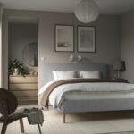 TÄRNKULLEN Upholstered bed frame, Tibbleby beige/grey/Luröy, 180x200 cm - تصویر 2